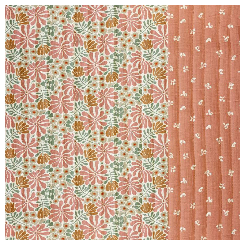 Printed Quilted Double Gauze BOMINI / BABETH Ecru / Marsala